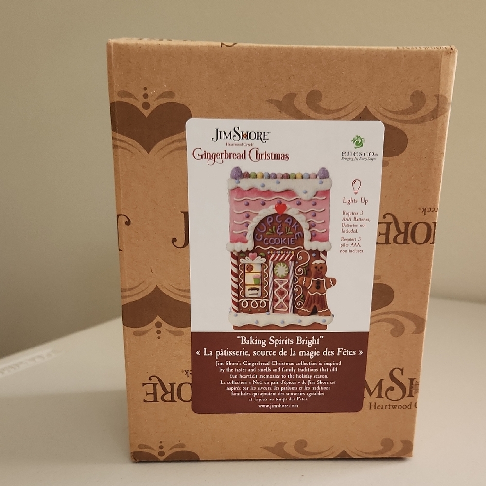 Jim Shore Gingerbread House with Pink and Brown Accents